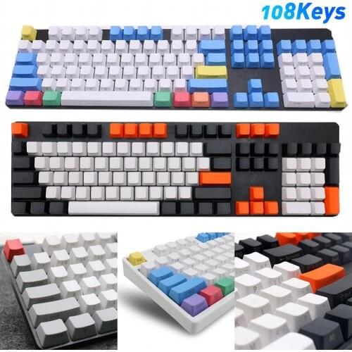 108Pcs/Set Key Caps PBT Color Matching Light-proof Keyboard Keycap Replacement for Cherry/Kailh/Gateron/Outemu Switch keyboards