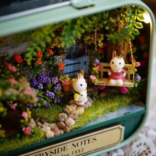 Box Theatre DIY Miniature Room Secret Iron Box Doll House Furniture Toys Countryside Notes For Children