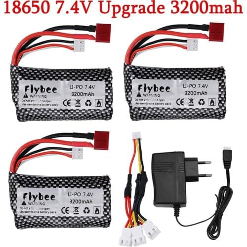7.4V 3200mAH 25C 18650 Li-ion Batery For RC for Wltoys 12423 10428 12429 12401 12402 12402A RC Car Spare Parts 2S 7.4V battery