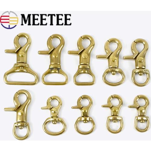 Meetee 2/5Pcs 8-25mm Solid Brass Buckle Bag Lobster Clasp Swivel Trigger Clips Dog Snap Buckles Strap Clamp Hang Hook Accessory