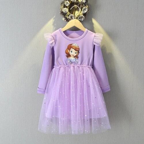 Disney Autumn Toddler Girls Long Sleeve Princess Dress Sofia Party Birthday Teenagers Childrens Dresses Little Kids Vestidos
