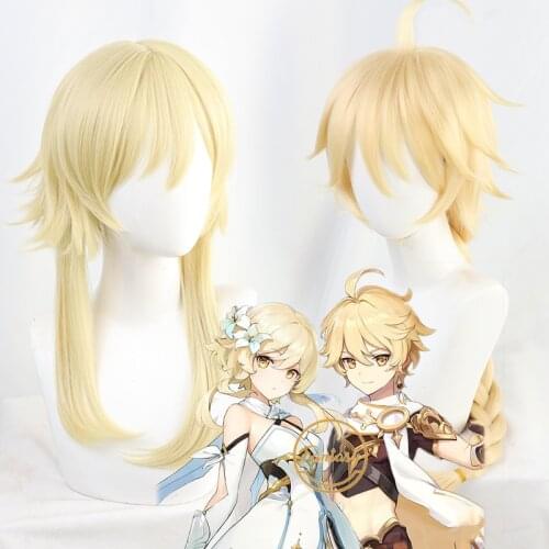 Game Genshin Impact Kong Ying Wig Cosplay Long Braid Golden Braided Heat Resistant Hair Women Halloween Party+ Free Wig Cap