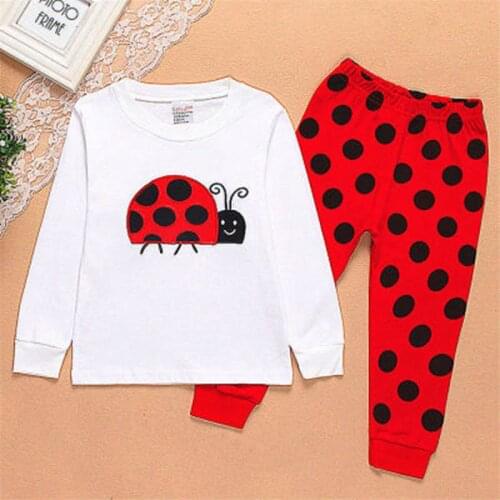Spring Autumn Children Pajamas Ladybug Pyjamas Set Kid Pijama Infantil Boys Nightwear Cotton Girls Long Sleeve Sleepwear Suit