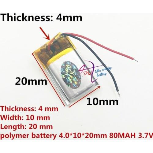 Polymer 401020 041020 80mah self timer rod Bluetooth headset 3D glasses toy lithium battery factory direct sales