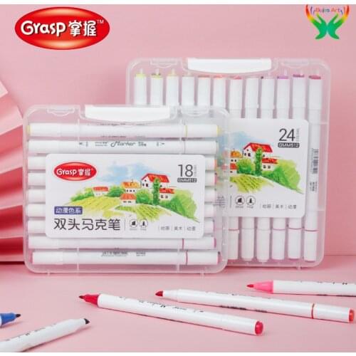 Grasp oil marker 12/18/24/36/48 color hand-painted animation design marker alcohol double headed marker pen students using