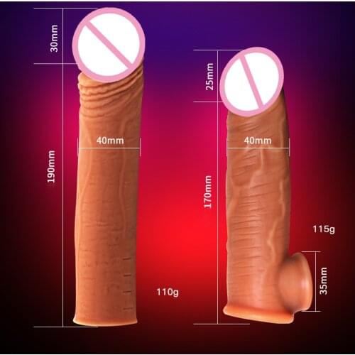 Realistic Extension Penis Sleeve Enlargement Sleeve Reusable Liquid Silicone Condoms for Male Delay Condom Sex Toy for Men Adult