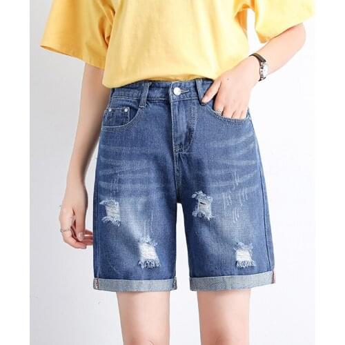 Plus Size Jeans Shorts Women Summer High Waisted Denim Shorts Jeans Women Short 2021 New Femme Push Up Skinny Loose Denim Shorts