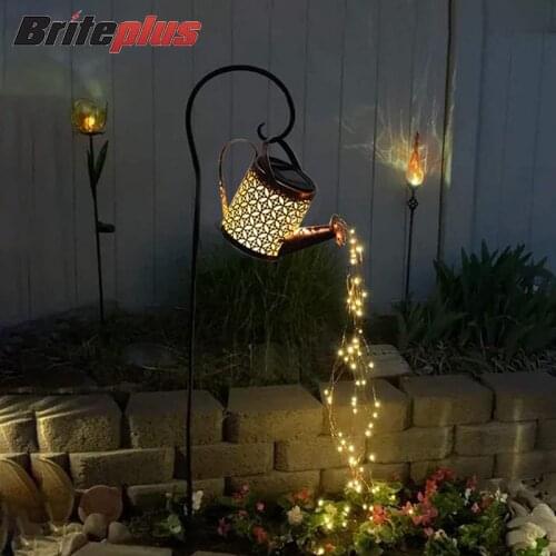 LED Solar Powered Shower Watering Can String Lamp Garden Iron Waterproof Art Water Sprinkle Kettle Light Landscape Decoration