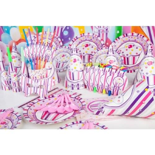 Party supplies 78PCS for 6persons PINK ICE CREAM theme party, birthday party decoration super set