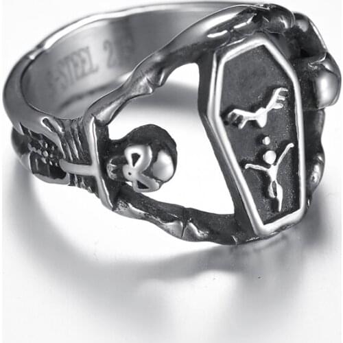 Vintage Europe Skull Rings Motor Biker Heavy Men Rock Punk Style Never Fade 316L Stainless Steel Rings