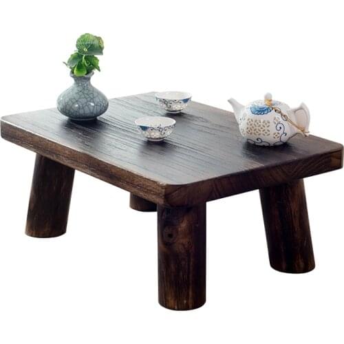 Japanese floating window platform small tea table solid wood tatami table low table balcony square table Nordic wood round table