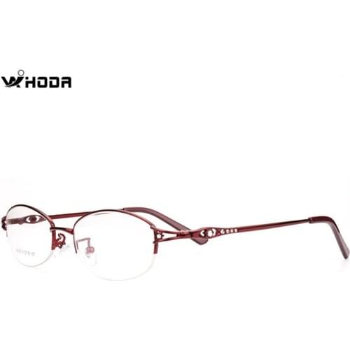 Womens Diamonds Myopia Glasses Frame, Female Ultra-light Optical Frames Metal Half-frame Prescription Eyewear frame