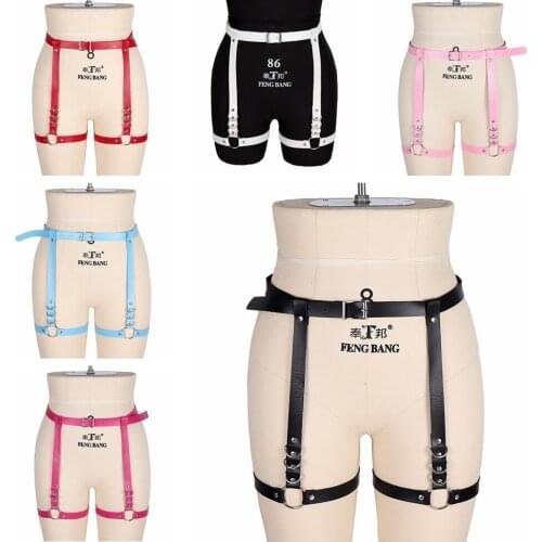 Women Adjust Sexy PU Leather Garter Belt Punk Elasticity Body Harness Harajuku Tight Leg Harness Bondage Suspender Strap Belts