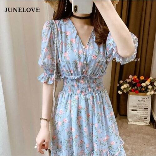 Bella Philosophy Summer Women printed Ruffles Purple Dress Lady V-neck Chiffon Dot Dress Female High Waist A-line Party Vestidos