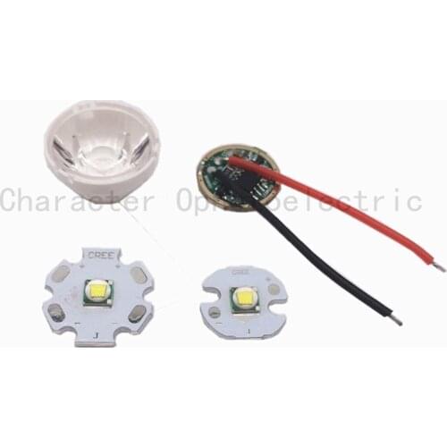 1set Cree XM-LED T6 White with 16MM/20MM Star PCB Light + 3.7V Driver +15 degree Lens with Base Holder
