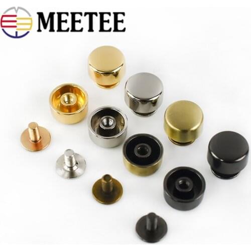 10/20/50pcs Meetee 10mm Flat Screw Bag Accessories for Hanbag Bottom Studs Screw Rivets DIY Sewing Hardware Foot Nail Buckles