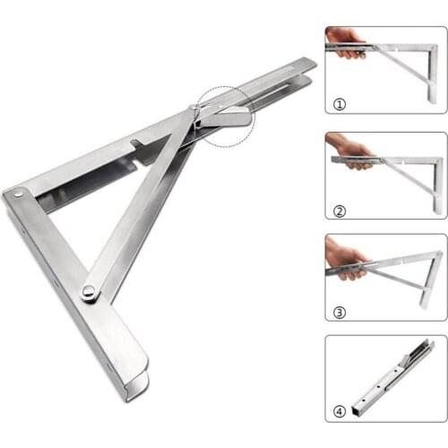 2pcs Folding Shelf Brackets Heavy Duty Stainless Steel Collapsible Shelf Bracket for Table Work Space Saving DIY Bracket