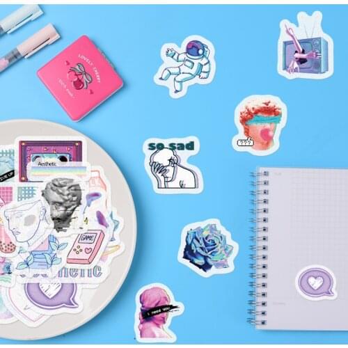 40pcs Steam Wave Girls/Drinks/Kitchen Sticker Pvc Diary Sticker For Kids Scrapbook Decoration Stationery Stickers Decals