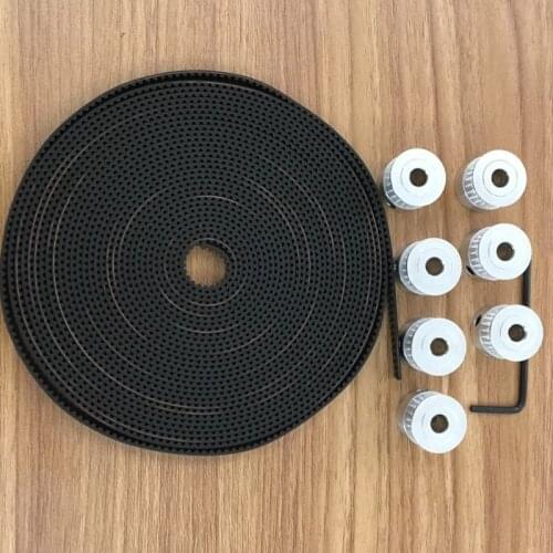 6meters GT2 belt width 6mm+7PCS 3D printer accessories GT2 20 teeth bore 5mm aluminum belt pulley width 6mm