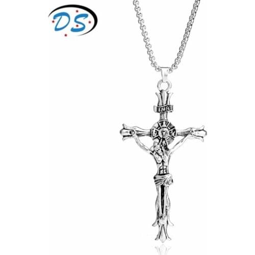 Hip Hop Accessories Jesus Piece Cross Pendant Necklace Fashion Jewelry Snake Chain Collier Christian Friends Necklace