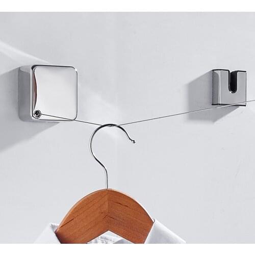 Automatic Retractable Drying Rack Stainless Steel Clothesline Durable Retractable Rope Free Punching For Hanging Wet Clothes