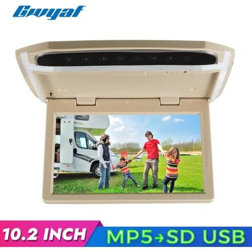 Gwyaf Car Roof Mount Monitor 10.2inch Flip Down Ceiling MP5 Monitor Video Car Roof Player with USB SD Port Support 1080P format