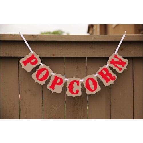 Free Shipping 1 X Handmade POPCORN Banner Wedding Photo Booth Props Birthday Party Garland Deco Supply