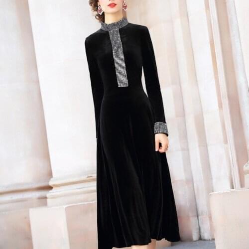 Bead Long Nail party dress 2021 NEW spring dress Women luxury Christmas Dress fashion ladies free shipping winter Velvet dresses