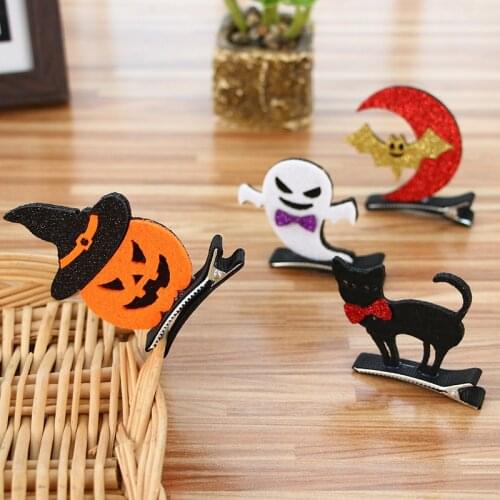 Kids Halloween Hair Clip Girls Cloth Pumpkin Bat Ghost Hairpin Funny Hair Accessories pinzas para el pelo Prom Fashion Jewelry