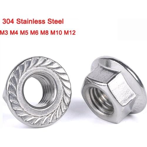 DIN6923 316 Stainless Steel Hex Serrated Flange Nut Hexagon Serrated Spinlock Flange Nut Locknut Lock Nut M3 M4 M5 M6 M8 M10 M12