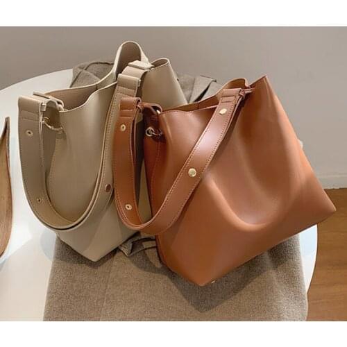 Designer PU Leather Women Handbags Large Capacity Casual Ladies Tote Female Bucket Women Shoulder Hand Bag