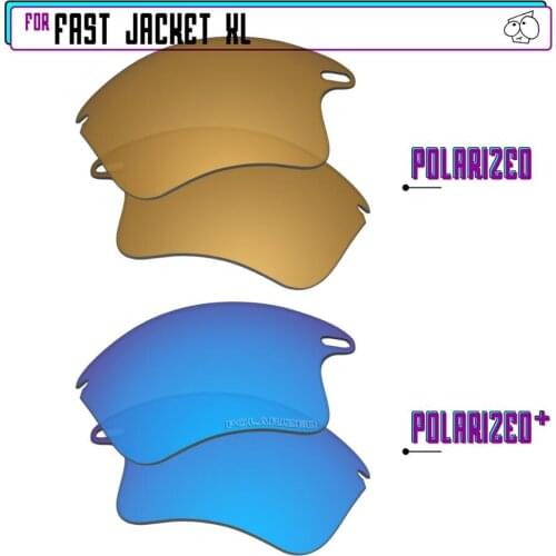 EZReplace Polarized Replacement Lenses for - Oakley Fast Jacket XL Sunglasses - BlueP Plus-GunmetalP