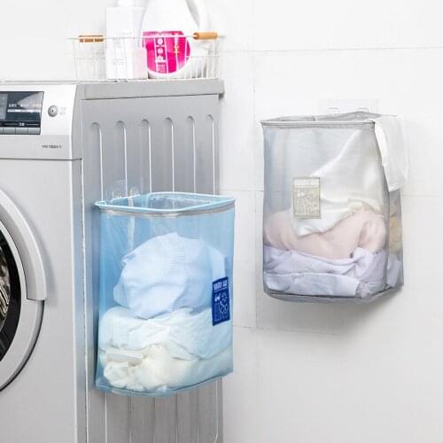 HOT Bathroom Cloth Mesh Bag Visible Storage Hanging Laundry Hamper Punch-Free Large Open Top Easy Accessing for Room