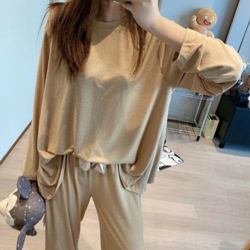 Ins Net Red Sweet Pijama Mujer Sleepwear Women Cotton Loose Spring Autumn Pajamas Set Lounge Wear Pyjamas Female Home Suit