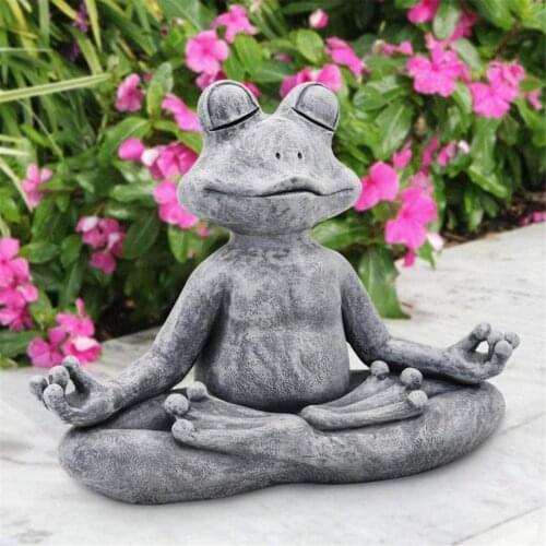 Meditating Zen Buddhism Frog Statue Garden Yoga Figurine Poly Frog Statue Animal Sculpture Resin Office Yard Decoration Ornament