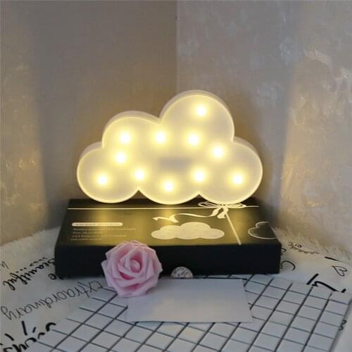 Cute LED Night Light Star Moon Cloud Lamp Wall Desktop Ornaments Night Lamp for Kids Christmas Bedroom Decoration