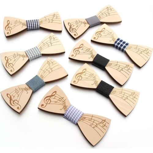 Fashion Wooden Bowtie Gentleman Bow Ties Handmade Creative Pattern Tie Party Bow Ties Butterfly Wooden Unique Tie for Man Woman