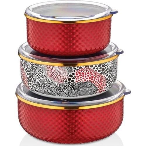 Schafer Glaze Red Storage Box Set 3 Pieces 6 Pieces