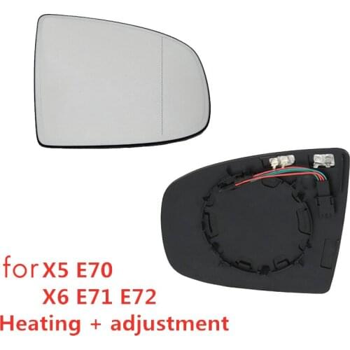 NEW-1 Pair Car Rear View Mirror Side Door Mirror Glass Heated + Adjustment for-BMW X5 E70 X6 E71 E72 2007-2014 51167174981
