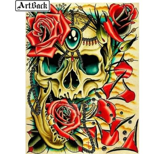 New Arrival Skull Flower 5D Diamond Painting Rose Kit Full Square Drill Rhinestone 3d Diamond Embroidery Mosaic Art Home Decor
