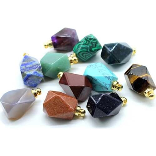 New Arrival Natural Quartz Stone Necklace Crystal Gold Plated Pendants Prismatic Perfume Bottle Pendant Gift 1PCS