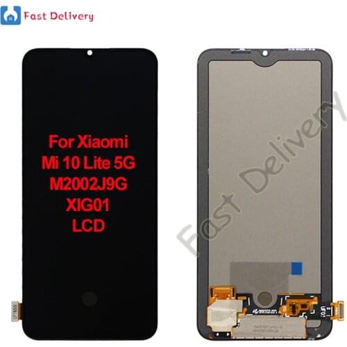 Original For Xiaomi Mi 10 Lite 5G M2002J9G XIG01 LCD Display Touch Screen Digitizer Assembly For Xiaomi 10 Lite 5G lcd 100% Test