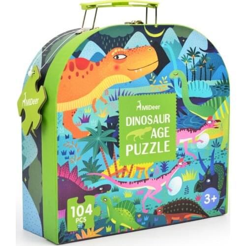 104P dinosaur puzzle childrens educational cartoon animal puzzle gift box interactive gift toy