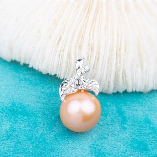 Pe030935 Vermeerjewelry Real 925 Sterling Silver Pendant For 9-11mm Round Bead Pearl or Stone Leaf Shape Without Chain