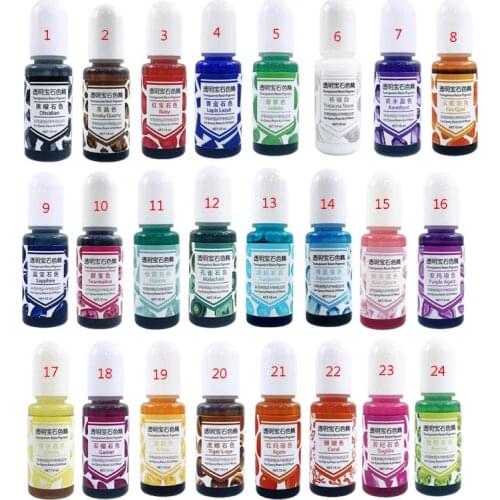 24 Color Epoxy UV Resin Gem Pigment Liquid Resin Dye Transparent Colorant UV Resin Coloring DIY Resin Art Jewely Making