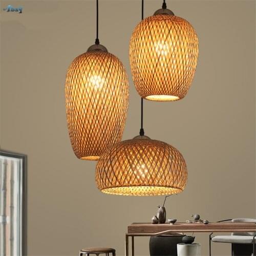 Korean Pastoral Bamboo Pendant Lights Restaurant Southeast Asia Handmade Hanging Lamps Sticks Study Tea Room Home Deco Fixtures