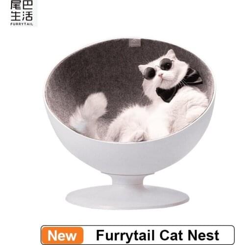 Furrytail Cat Nest Cat Boss Rotating Interactive Fiber Lining Simple Pet Bed Small Cats Nest Winter Warm Sleeping Mat Pet