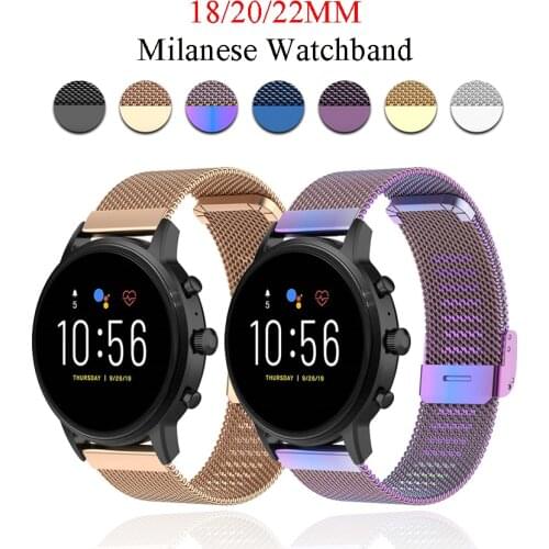 For garmin Vivomove3S/Vivoactive 4s 18mm Milanese Loop Strap for samsung galaxy watch 3 41 45mm 18 20 22mm Wristband Accessory