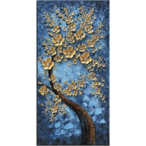 Hand Painted Blue Peacock knife Oil Painting Modern Home Wall Decoration 3D Canvas Painting