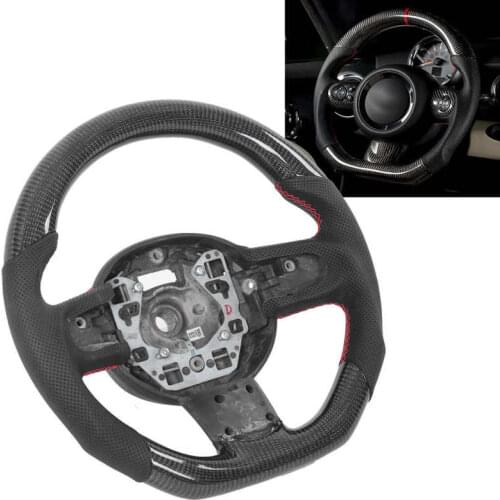 Custom Carbon Fiber Steering Wheel Nappa Perforated Leather Replacement for Cooper R55 R56 R57 R58 R59 R60 2007-2013